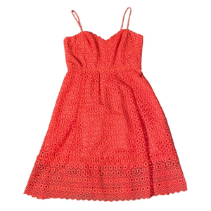 J. Crew Vibrant Coral Lace Midi Dress